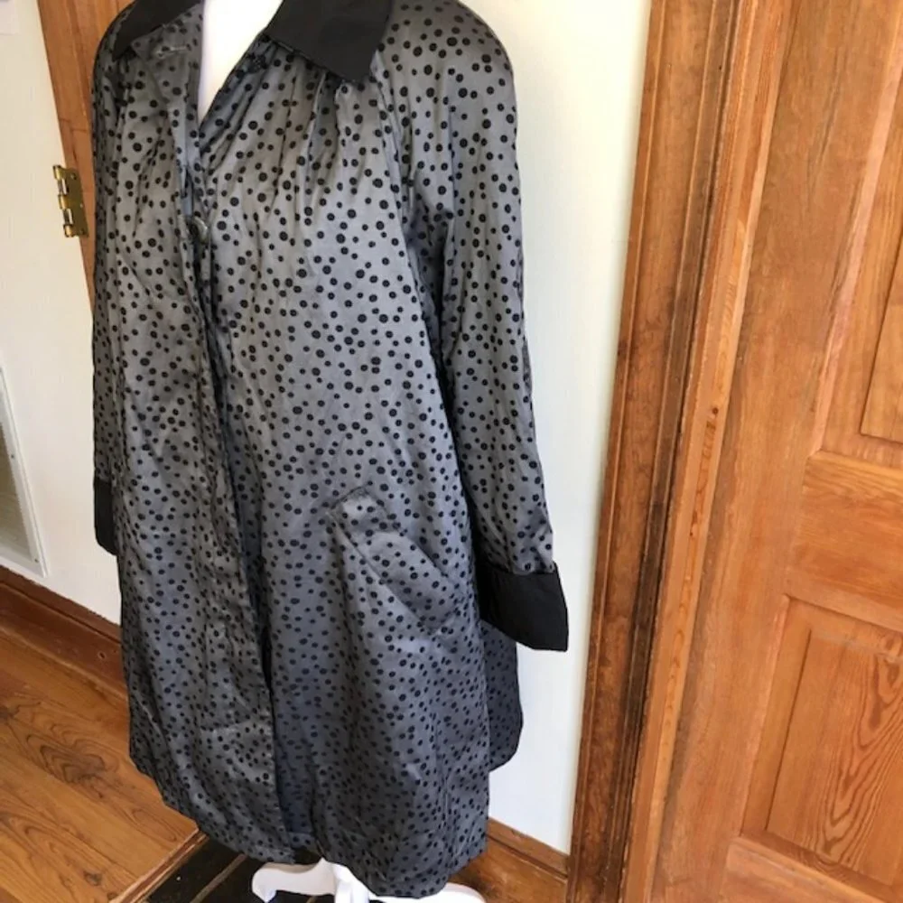 RALPH LAUREN Polka Dot Swing Coat with Removable Wool Lining Vintage